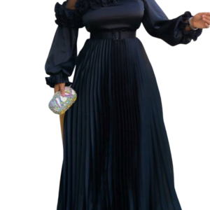 Robe Noir Plisse