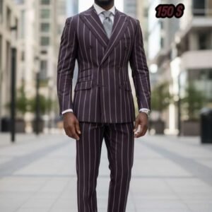 Costume Croisé Violet Rayé