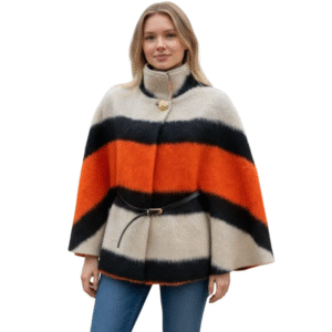 Le Poncho Laine Rayée Tricolore
