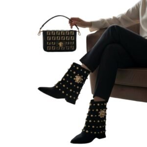 Ensemble Bottes & Sac Noir Doré