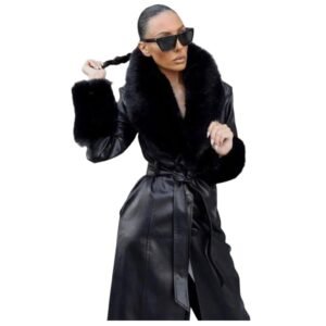 Manteau Cuir Luxe Noir