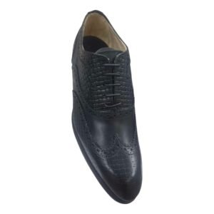 Richelieu Noir en Cuir Tressé